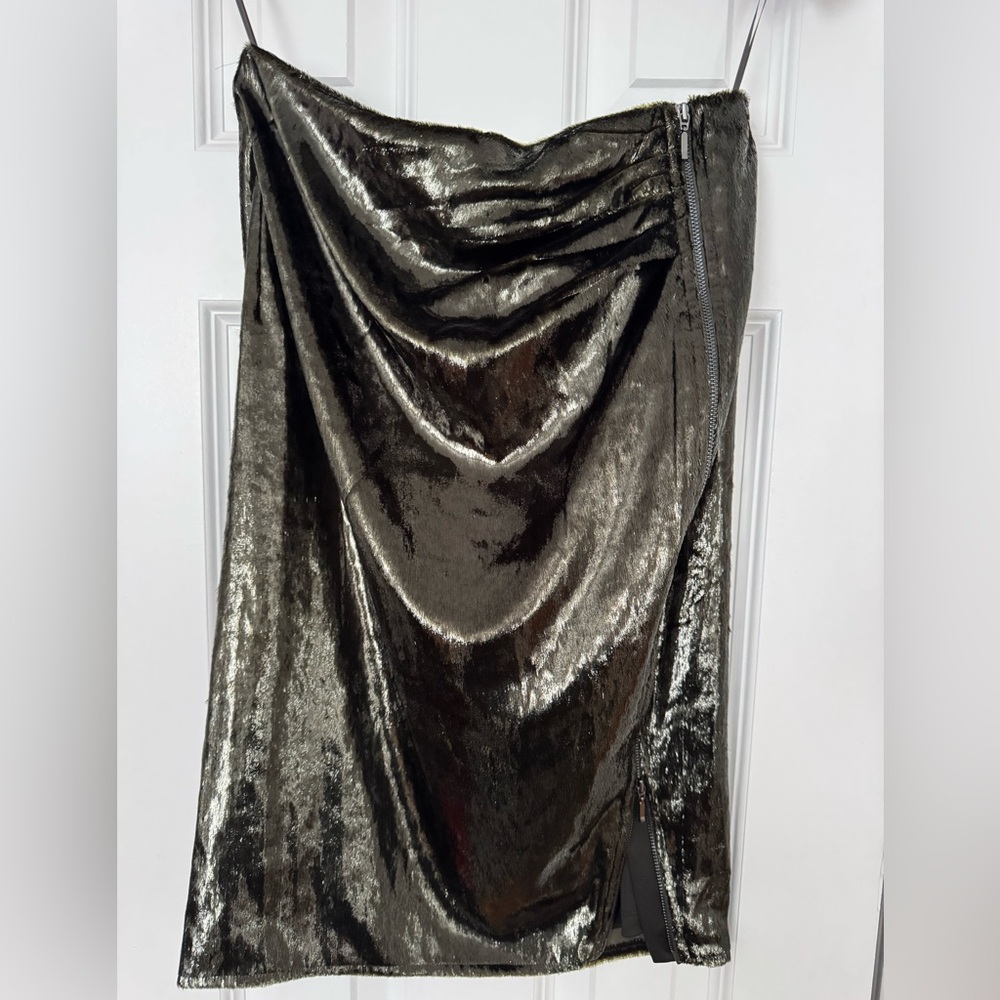 Reiss Metallic Green Skirt